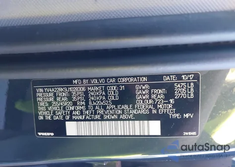 2018 Volvo Xc60 T6 Momentum from USA, damaged, VIN YV4A22RK9J1028306